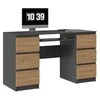 Top E Shop Rašomasis stalas - KUBA 130x51x76 cm Antracitas/Artisan 6 stalčių