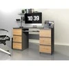 Top E Shop Rašomasis stalas - KUBA 130x51x76 cm Antracitas/Artisan 6 stalčių