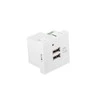 LANBERG AC 45x45 lizdas 230V 5V 2xUSB 2.1A baltas