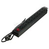 19 colių ilgio maitinimo lizdas 230 V - 9 lizdai (IEC320 C13), su LED jungikliu, 1,8 m laidu CEE 7/7 ALANTEC