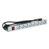 Assmann Electronic ASM A-19-STRIP-2-IMP PDU išleidimo juosta 19 RACK 8xType E, 1,8 m laidas su Schuko, įjungimas/išjungimas, aliuminio