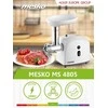 Mėsmalė Mesko | Mesko MS 4805 | Baltas | Middle size sieve, mince sieve, poppy sieve, plunger, sausage filler, kibbe attachment