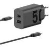 Laidinis įkroviklis Motorola TurboPower 50W Dual USB-C/USB-A su kabeliu USB-C 1m juodos spalvos