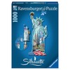 Puzzle 1000 Silhouette Libery Statue - RAVENSBURGER dėlionė