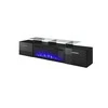 Laikiklis Cama Meble Spintelė su elektriniu židiniu - Rova 190x37x48 Cm, Juoda/Blizgi