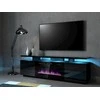 Laikiklis Cama Meble Židinys - RTV Eva Spintelė Su Elektriniu Židiniu 180x40x52 Cm Juoda/Blizgiai Juoda