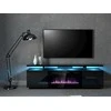 Laikiklis Cama Meble Židinys - RTV Eva Spintelė Su Elektriniu Židiniu 180x40x52 Cm Juoda/Blizgiai Juoda