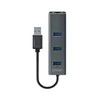 USB Hub - Savio AK-57 3x USB-A Huba su RJ-45 Gigabit Ethernet 5000 Mbit/s Pilkas