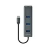 Savio AK-57 USB-C - 3 x USB-A HUB su RJ-45 Gigabit Ethernet adapteriu, 5000 Mbit/s, pilkas