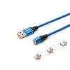 Magnetinis USB kabelis – USB Type C, Micro and Lightning 1m, SAVIO CL-154 Mėlyna