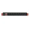 Techly I-CASE STRIP-81UD maitinimo paskirstymo įrenginys 1U Aliuminis, Juoda 8 AC išvestis(ys / čių)