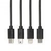 IBOX USB MULTI 4 IN 1 KABELAS: 2X USB-C MICRO USB LIGNING – SPALVOTAS KABELIS