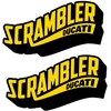 Ducati Stickers Motociklo lipdukai Ducati Scrambler, dizainas Nr. 2, retro stiliaus, geltonos ir juodos spalvos, 2 vnt.