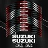 SUZUKI GSX-R motociklo ratlankių lipdukų rinkinys Pilnas rinkinys 2 ratams – iš viso 20 lipdukų.