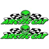 Technikos lipdukai Arctic Cat, su kaukolės motyvu, su vėliavos motyvu, žalios spalvos, 2 vnt.