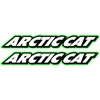 Technikos užrašo lipdukai Arctic Cat, pasvirusio šrifto, kontūrinio dizaino, žalios spalvos, 2 vnt.