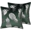Beliani Rinkinys 2 dekoratyvinės pagalvės ASTILBE Velvet 45 x 45 cm Tamsiai žalias augalų raštas