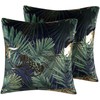 Beliani Rinkinys 2 Dekoratyvinės pagalvės BELLEROSE Velvet 45 x 45 cm Tamsiai žalias augalų raštas