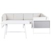 Lauko baldų komplektas Beliani Sodo kampinė sofa su stalu 6 asmenims CASTELLA/FRATTE kairinė, kreminė balta, metalinė