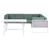Lauko baldų komplektas Beliani Sodo kampinė sofa su stalu 6 asmenims CASTELLA/FRATTE kairinė, žalia, metalinė
