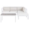 Lauko baldų komplektas Beliani Sodo kampinė sofa su staliuku 5 asmenims MESSINA kairinė, balta, metalinė