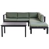 Lauko baldų komplektas Beliani Sodo kampinė sofa su staliuku 5 asmenims MESSINA kairinė žalia metalinė