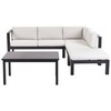 Lauko baldų komplektas Beliani Sodo kampinė sofa su staliuku 5 asmenims MESSINA kairinė, balta, metalinė