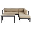 Lauko baldų komplektas Beliani Lauko kampinė sofa su stalu 5 asmenims MESSINA kairinis smėlio spalvos metalinis