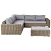 Lauko baldų komplektas Beliani Sodo kampinė sofa su pufu 6 asmenims PALERMO šviesiai ruda technorattanas, modulinė