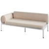Lauko baldų komplektas Beliani L formos sodo kampinė sofa su staliuku 5 asmenims RASIGLIA kairinė smėlio spalvos metalinė