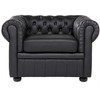 Beliani CHESTERFIELD fotelis iš natūralios odos, juodas