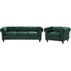 Sofa Beliani 4 vietų svetainės baldų komplektas CHESTERFIELD, smaragdo spalvos veliūras