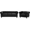 Sofa Beliani 4 vietų poilsio baldų komplektas CHESTERFIELD, veliūras, juodas