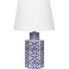 Beliani Lampa stołowa MARCELIN Porcelana Baltas/ mėlyna