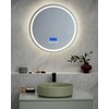 Beliani Vonios veidrodis su LED apšvietimu BROGNON 60 cm, integruotas „Bluetooth“ garsiakalbis, sidabrinis