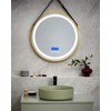 Beliani LED vonios veidrodis DAROIS 60 cm x 60 cm su integruotu Bluetooth garsiakalbiu, auksinis