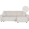 Sofa Beliani Išskleidžiamas kampe statomas 3 vietų sofos komplektas ABACKA, velvetas, kreminė balta, kairinė pusė