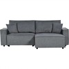 Beliani Išskleidžiama kampinė sofa KARILA, 3 vietų, tamsiai pilka, su patalynės dėže, kairinė