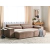 Beliani HELLNAR modulinė kampinė sofa 3 vietų su pufu, šviesiai ruda, kairinė