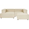 Beliani Modulinė 2 vietų sofa APRICA iš sintetinio lino, bežinė su otomanu, dešininė