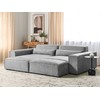 Beliani Modulinė 3 vietų kampinė sofa HELLNAR dešininė, pilka su otomane