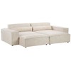 Beliani Modulinė 3 vietų kampinė sofa HELLNAR su otomana, veliūras, šviesiai smėlio spalvos, kairinė