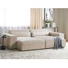Beliani Modulinė 3 vietų kampinė sofa HELLNAR su otomana, veliūras, šviesiai smėlio spalvos, kairinė