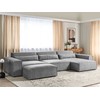 Beliani 5 vietų modulinė kampinė sofa HELLNAR kairinė pilka su otomana