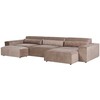 Beliani Modulinė kampinė sofa 4 asmenims HELLNAR su otomana, šviesiai ruda, kairinė