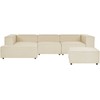 Beliani Trijų vietų modulinė kampinė sofa APRICA, sintetinio lino audinys, smėlio spalvos, su dešinine otomane