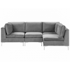 Beliani 4 vietų modulinė kampinė sofa EVJA, kairinė, pilkas veliūras