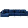 Beliani Modulinė kampinė sofa 5 asmenims EVJA, tamsiai mėlynas veliūras, dešininė