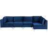 Beliani EVJA modulinė kampinė sofa 5 asmenims, tamsiai mėlyno veliūro, kairinė