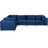 Beliani EVJA modulinė kampinė sofa 6 asmenims, mėlynas aksomas, dešininė